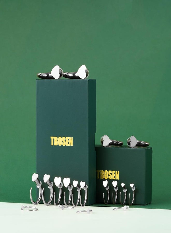 TBOSEN 18PCS Stainless Steel Stretching Kit Taper Bend Expander O-Ring Round | Flower | Heart | Cat Top Body Piercing Jewelry Set - Image 5
